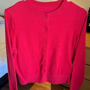 reformation style red cardigan